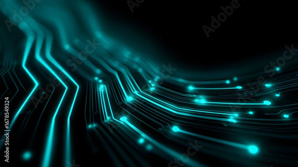 Fototapeta dark gradient with copper circuit lines and ai filter in abstract technology minimal digital tones
