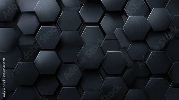 Fototapeta Dark, textured hexagon pattern