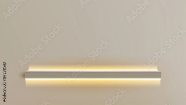 Fototapeta shelf podium display for product presentation in modern showroom with soft lighting and minimalist design interior for mockup and template
