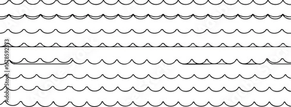 Fototapeta Clean black wave patterns in a row, versatile for design projects