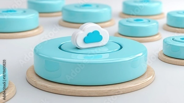 Obraz Captivating blue and white object representing a multi-node network icon highlighting live data concept