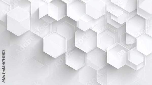 Obraz Abstract white hexagons layered in 3D effect