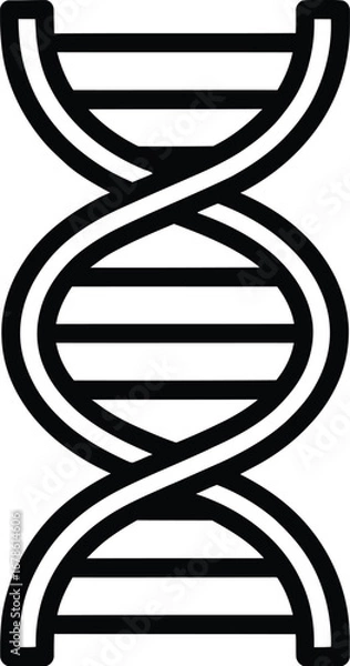Fototapeta A black and white illustration of a dna double helix structure with horizontal lines inside it