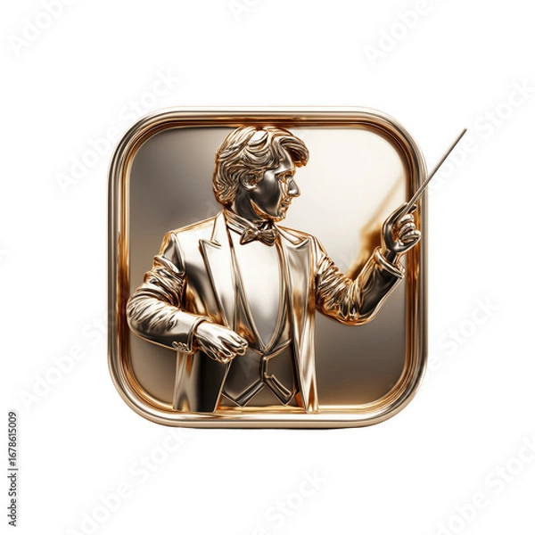 Fototapeta Elegant golden maestro leading with baton, embodying artistic direction and masterful performance, a symbol of refined leadership and musical excellence.