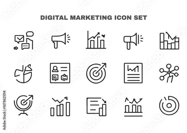 Fototapeta digital marketing icon set vector format
