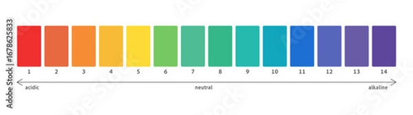 Fototapeta Ph scale acid value indicator. Neutral balance test, spectrum. Alkaline, neutral and alkali graph. Basic info.