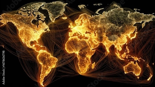 Fototapeta Global network map (1)