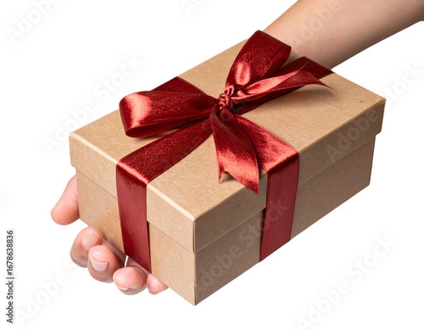 Fototapeta hand holding a gift box