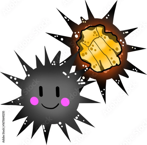 Obraz 갈색 성게알 일러스트 그래픽요소