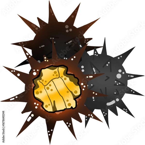 Obraz 갈색 성게알 일러스트 그래픽요소