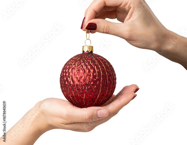 Fototapeta hand holding christmas ball