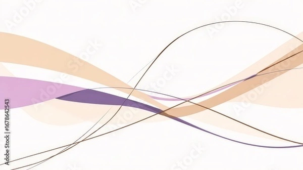 Fototapeta Beige and Purple Minimalist Thin String Illustration