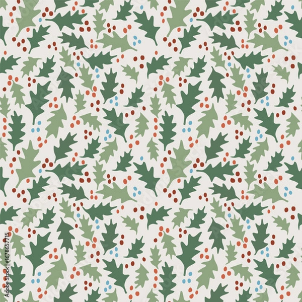 Fototapeta christmas texture print pattern. Leaf texture beige background