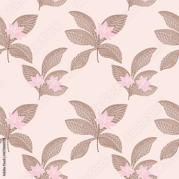 Fototapeta abstract leaf texture print pattern. hand draw