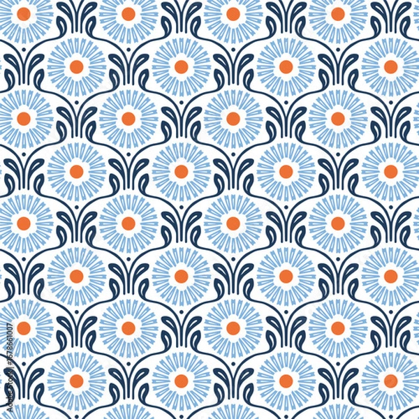 Fototapeta Abstact blue flower texture print pattern