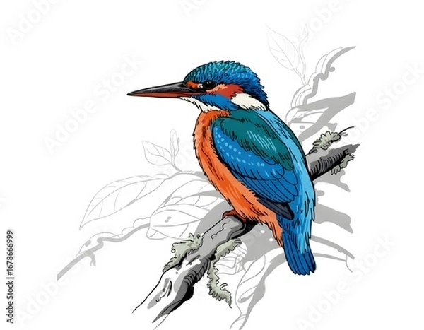 Fototapeta kingfisher on branch