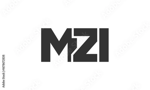 Fototapeta MZI logo design template with strong and modern bold text. Initial based vector logotype featuring simple and minimal typography. Trendy company identity.