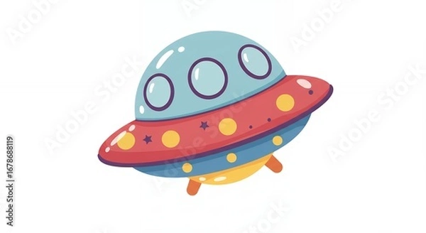 Obraz Cute cartoon spaceship illustration for kids