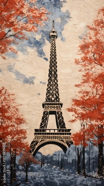 Obraz Eiffel tower architecture painting craft.