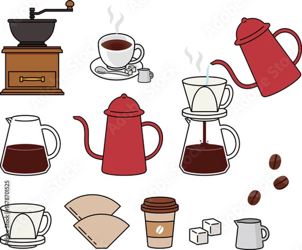 Obraz 色々なコーヒーのイラストセット