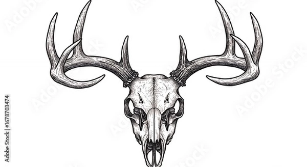 Obraz Deer skull illustration graphic design element
