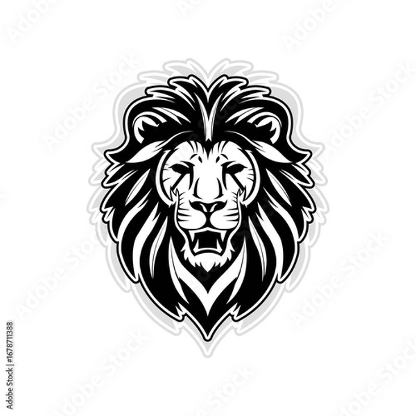 Fototapeta Two lion head silhouette logotype vector isolated in white and black background. Vector illustration EPS 10.
