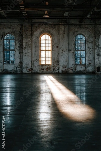 Fototapeta Sunbeam in an industrial building