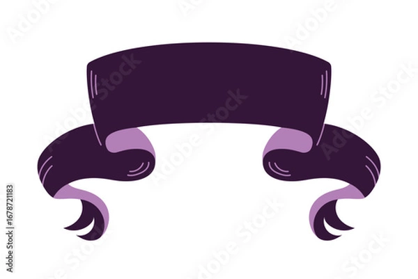 Obraz Dark festive ribbon banner for Halloween with ragged spooky edges and rustic textile effect. Perfect for invitations, posters, creepy party decor, autumn holiday design. Flat vector illustration.