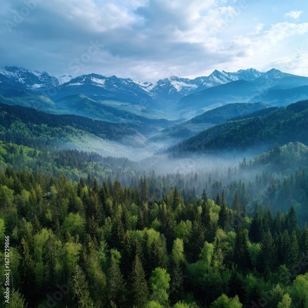 Fototapeta Majestic Aerial View of the Carpathian Mountains