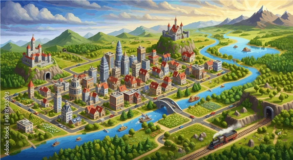 Fototapeta A Tale of Two Castles and a City