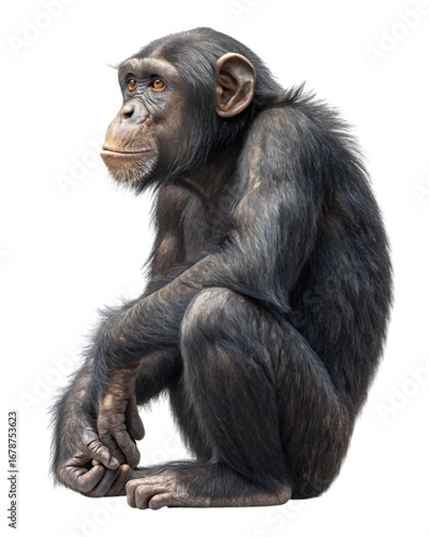 Fototapeta chimpanzee sitting isolated on transparent background 