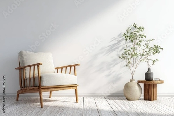 Obraz Minimalist room with armchair and plant