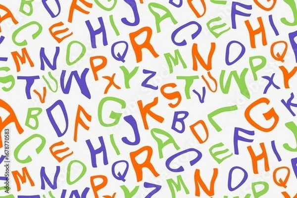 Obraz Colorful Alphabet Background, Playful Letters Pattern Background