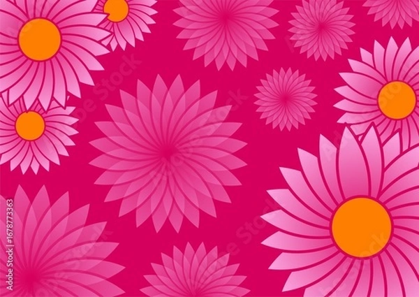 Obraz Pink Floral Background, Vibrant Daisy Style Pattern Background