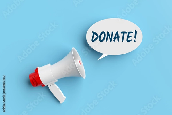 Fototapeta Megaphone is inviting people to donate with speech bubble