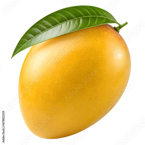 Fototapeta a golden mango, smooth surface, angled perspective, isolated on a transparent background