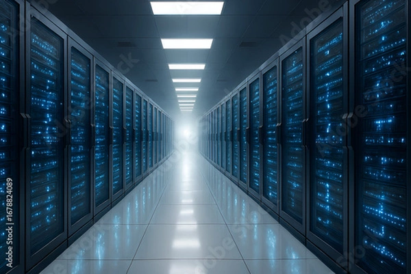 Fototapeta Cloud computing hub interior