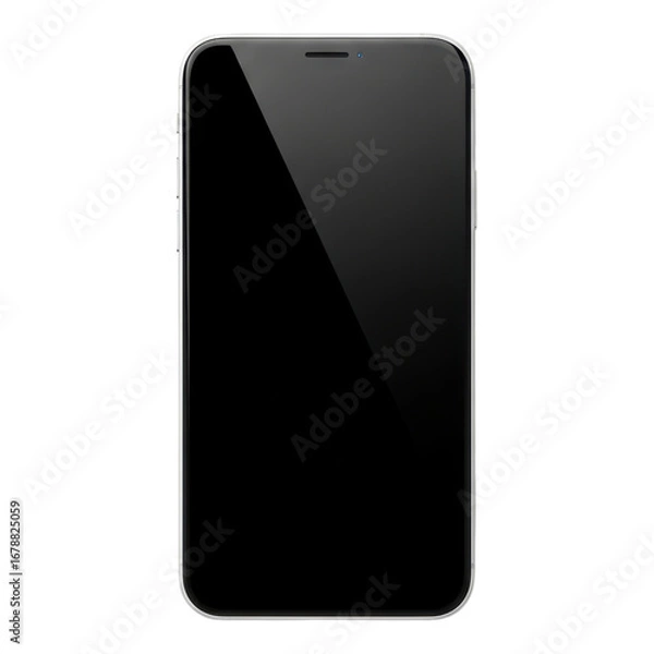 Fototapeta Modern black smartphone displaying blank screen in vertical orientation