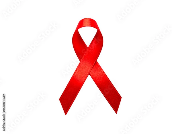 Fototapeta Cinta de concientización simple Rojo sobre fondo blanco neutro