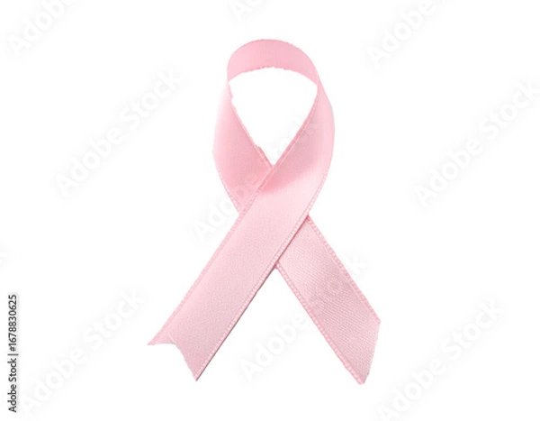 Fototapeta Cinta de concientización simple Rosa sobre fondo blanco neutro