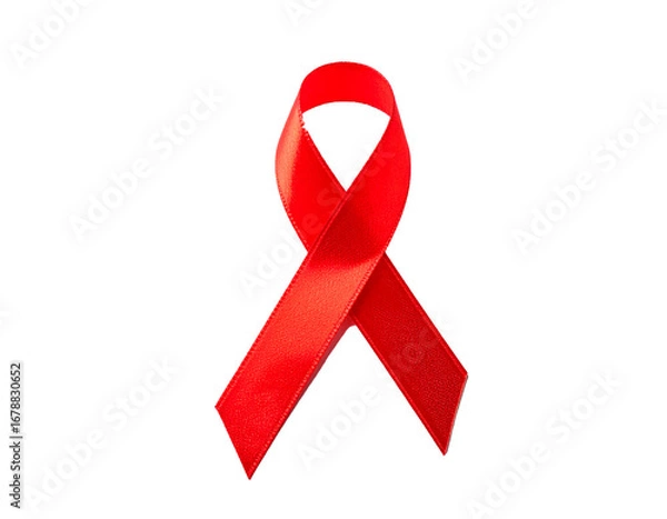 Fototapeta Cinta de concientización simple Rojo sobre fondo blanco neutro
