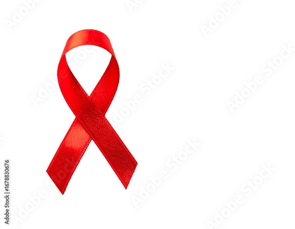 Fototapeta Cinta de concientización simple Rojo sobre fondo blanco neutro