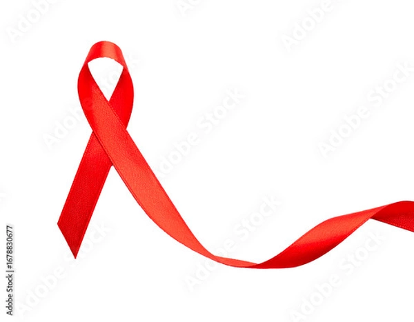Fototapeta Cinta de concientización simple Rojo sobre fondo blanco neutro