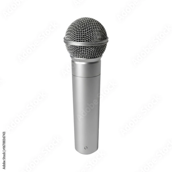 Fototapeta Silver handheld microphone with mesh top on transparent background
