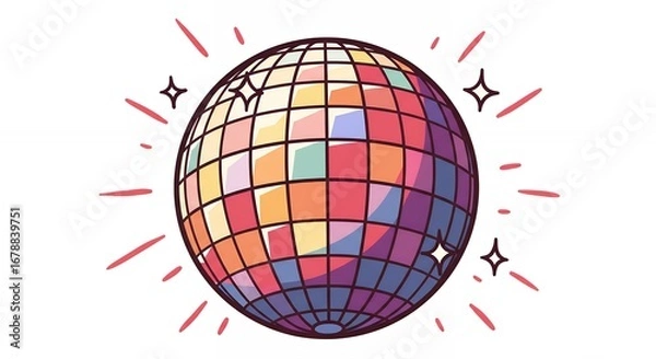 Fototapeta Colorful disco ball illustration for party designs