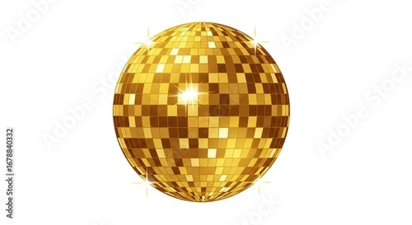 Fototapeta Golden disco ball graphic design element