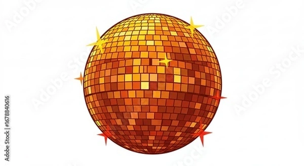 Fototapeta Orange disco ball graphic design for parties and events