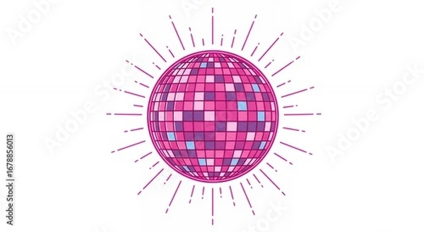 Fototapeta Pink disco ball retro graphic design