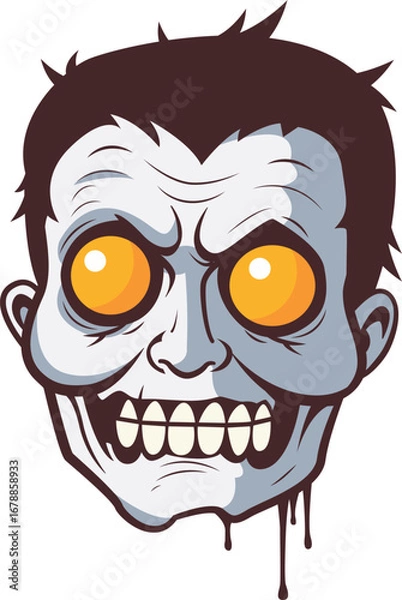Fototapeta Scary zombie face with glowing eyes and creepy expression