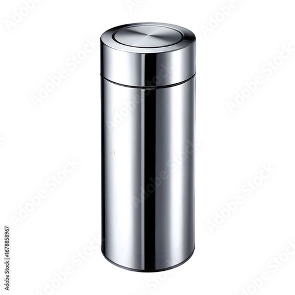 Obraz Sleek chrome water bottle mockup for branding, stylish reusable container, modern design, sustainable living, perfect for health, fitness and on-the-go hydration